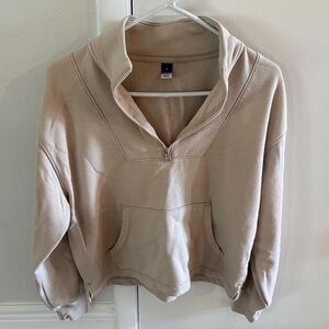 Old Navy Women's Tan Quarter-Zip Hoodie
